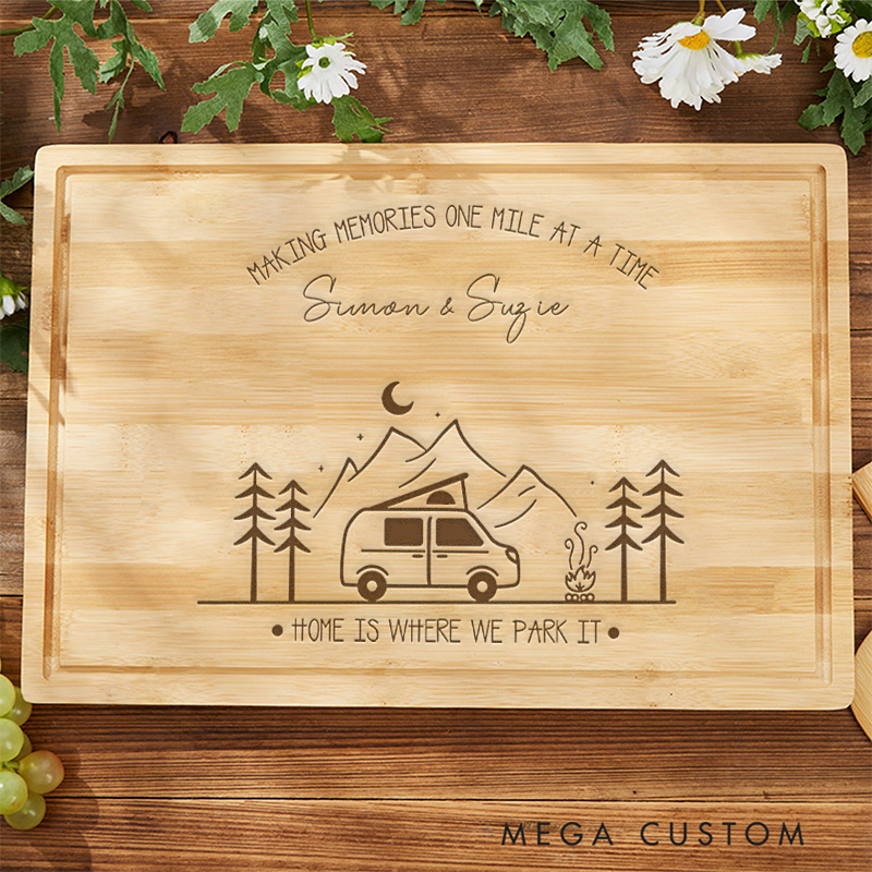 Personalized Outdoor Adventures Cutting Board Rv Travel Cutting Board Camping Hiking Lover Cutting Board Gift for Couple