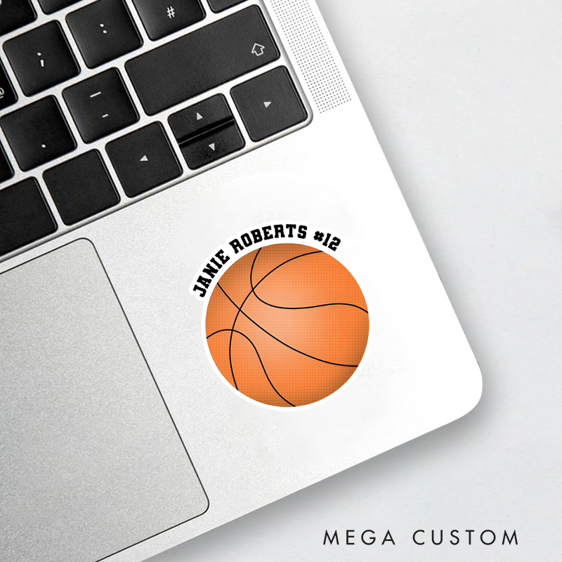Personalized Basketball Sticker with Custom Name and Number Design
