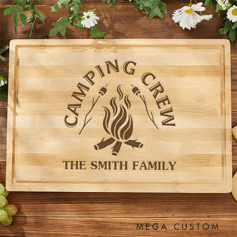 Personalized Camping Bonfire Roasting Marshmallows Cutting Board Camping Barbecue Cutting Board Outdoor Gift for Family
