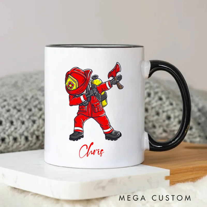 Firefighter Mug Cartoon Firefighter Dabbing Themed Coffee Mug Gift for Colleagues and Friends