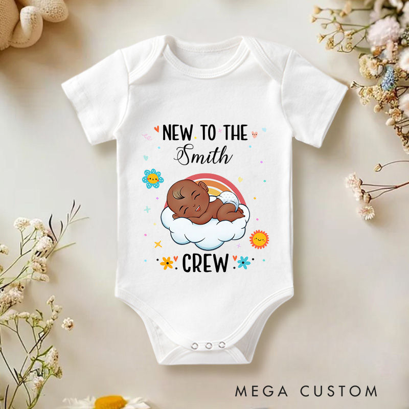 Personalized New to The Crew Baby Onesie