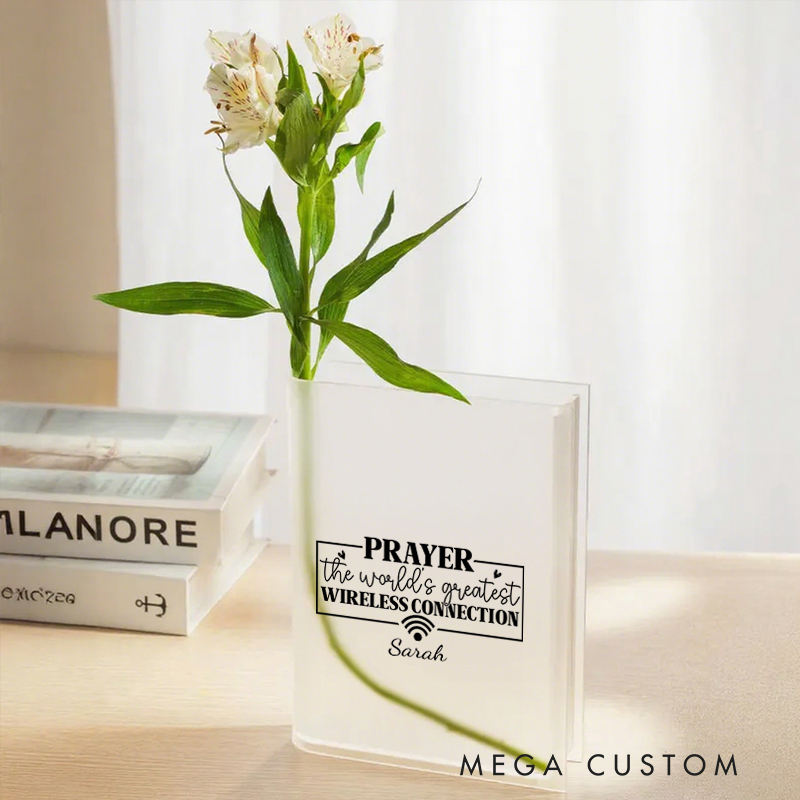 Personalized Prayer the World's Greatest Wireless Connection Bookend Vase with Name Aesthetic Room Decor Baptism Birthday Gift for Christians
