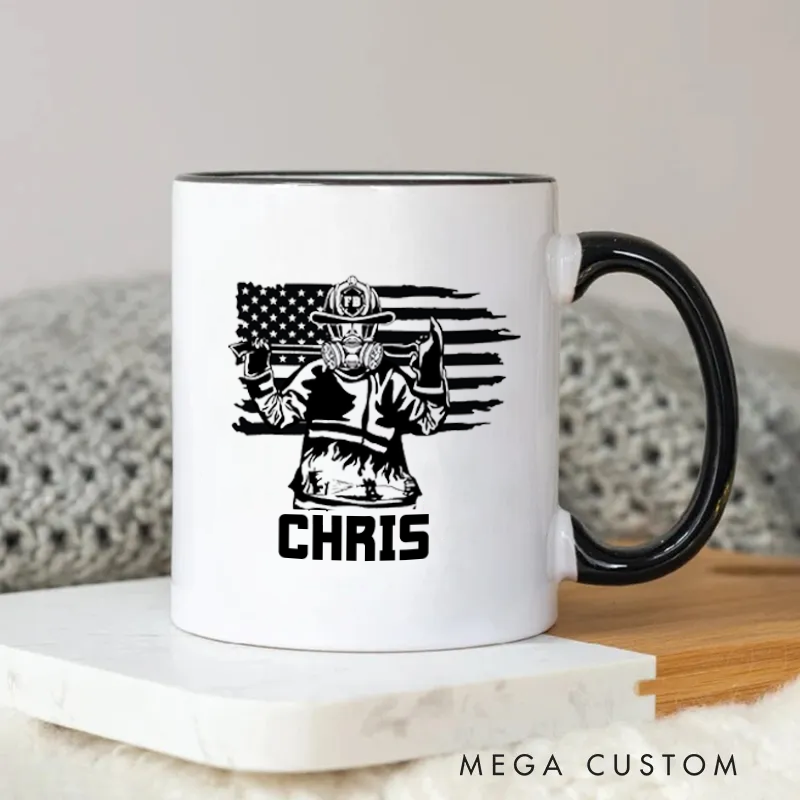 Firefighter Mug Firefighter with American Flag Themed Coffee Mug Gift for Colleagues and Friends