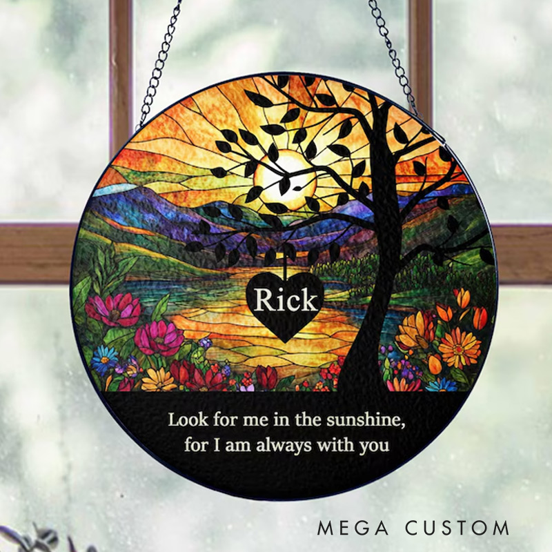 Personalized Memorial Stained Glass Suncatcher Lightcatcher Loss of Loved One Sympathy Gift Remembrance Gifts