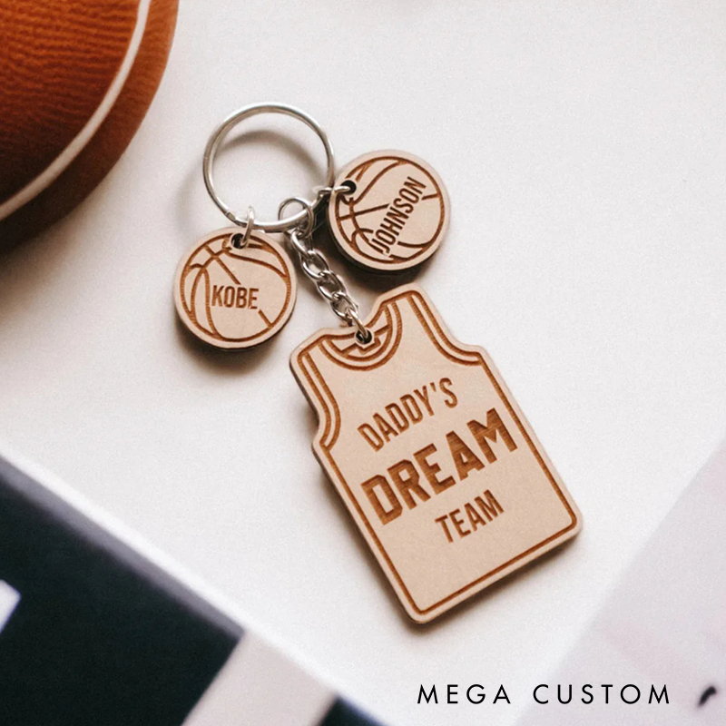 Personalized "Daddy's Dream Team" Keychain with Custom Names