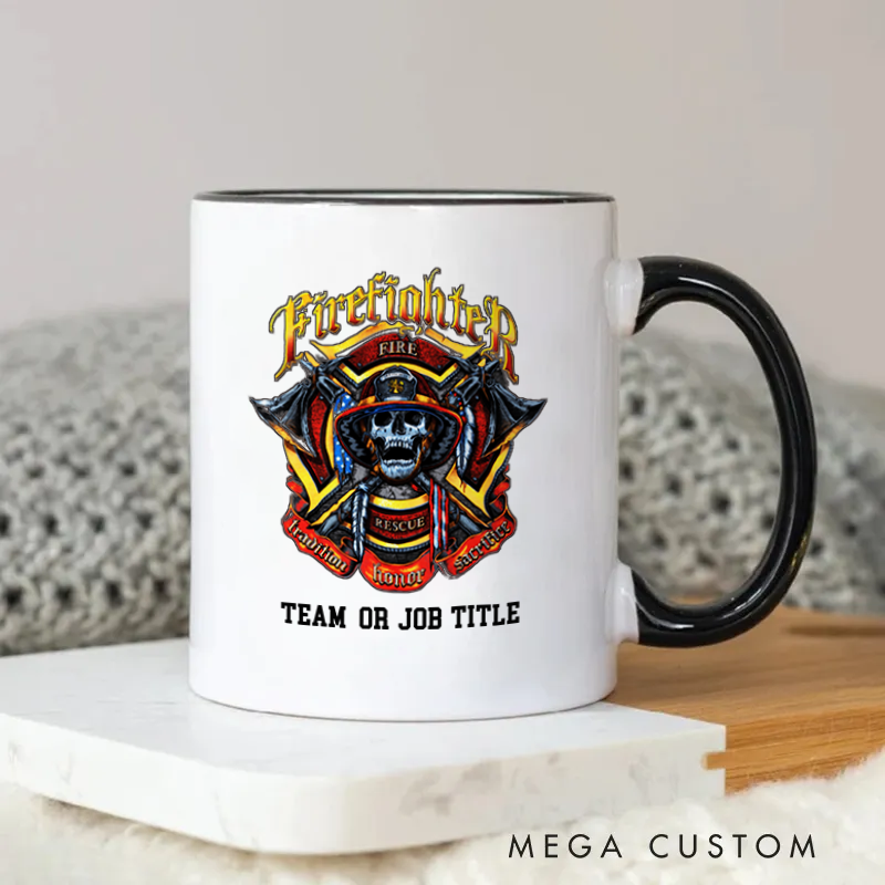 Firefighter Mug Skull Fire Rescue Themed Coffee Mug Gift for Teams or Colleagues