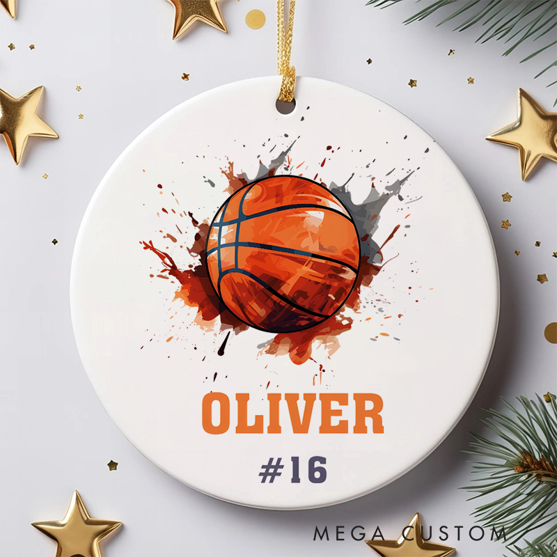 Personalized Basketball Ornament with Custom Name and Number
