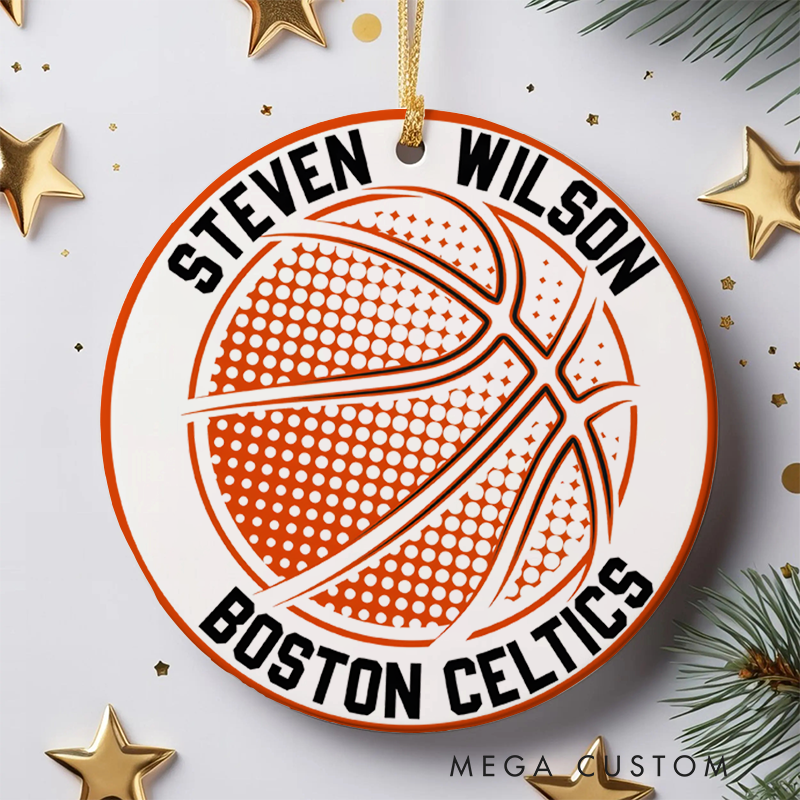 Personalized Basketball Ornament with Custom Name and Team Design