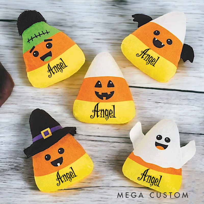 Personalized Candy Corn Plush Candy Corn Stuffed Animal Candy Corn Pillow Trick or Treat Gift