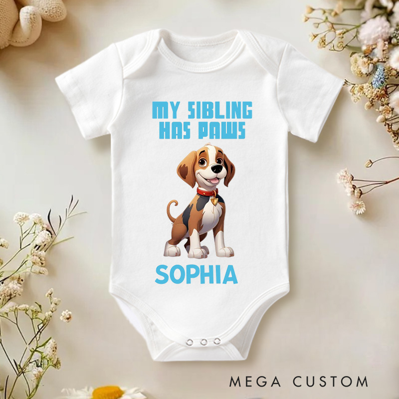 Personalized Adorable Pet Sibling Celebration with Cute Canine Companion Theme for Little Ones Baby bodysuit
