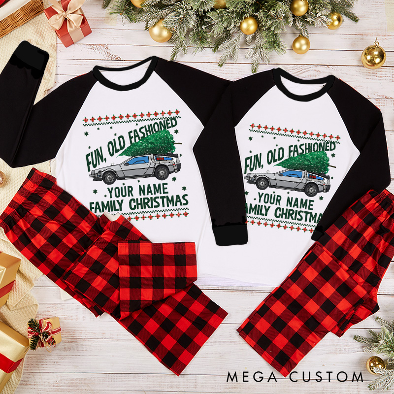 Personalized Future Backward Inspired Fun Old Fashioned Christmas Family Matching Pajamas Family Name Shirts Movie Holiday Shirt