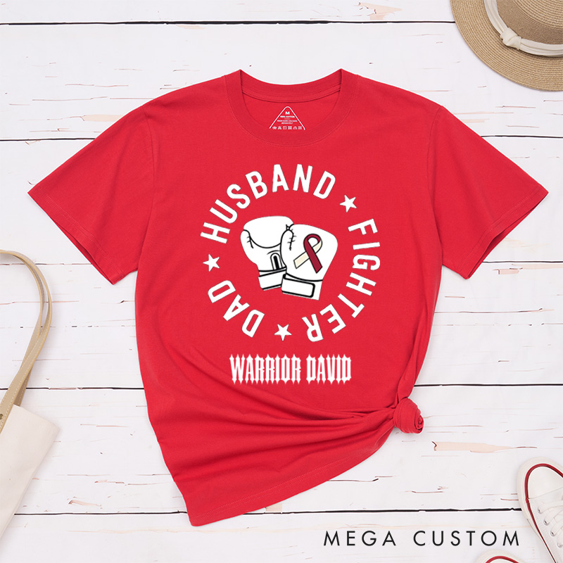Personalized Husband Dad Fighter Head Neck Cancer Throat Cancer Awareness T-Shirt
