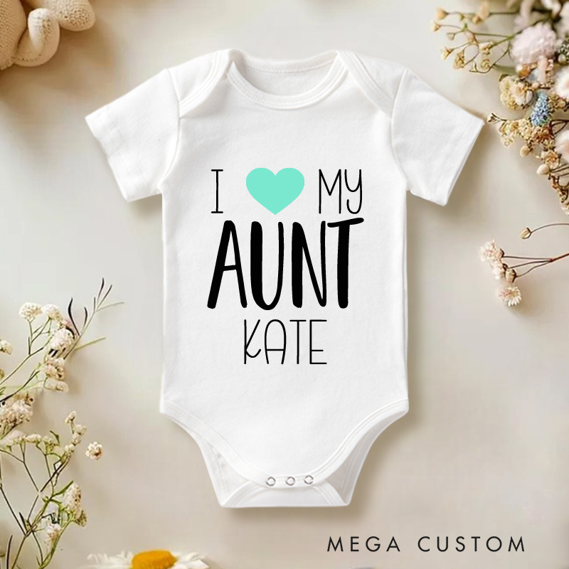 Personalized I love My Aunt Baby Onesie with Your Name Baby Shower Gift
