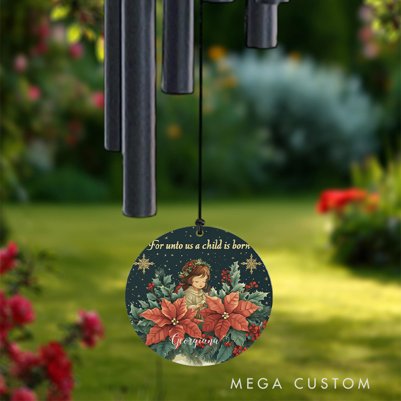 Personalized Biblical Nativity Child & Verse Wind Chime with Name Garden Outdoor Decoration Religious Gift Christmas Gift