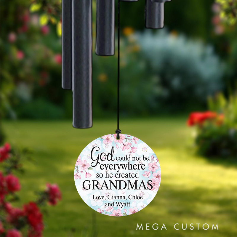 Personalized God Couldn't Be Everywhere Wind Chime with Name Garden Outdoor Decoration Religious Gift Christian Gift for Grandmas
