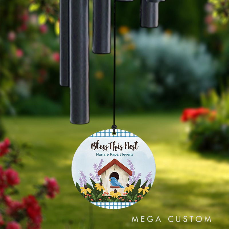 Personalized Bless This Nest Wind Chime with Name Garden Outdoor Decoration Religious Gift Christian Gift for Nana & Papa