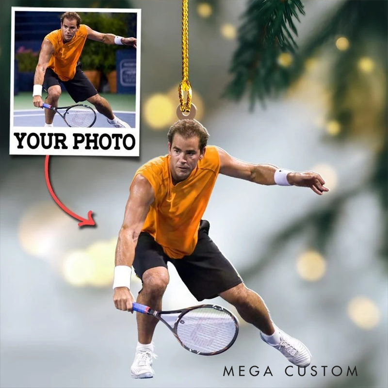 Personalized Acrylic Christmas Tennis Ornament with Custom Photo Design