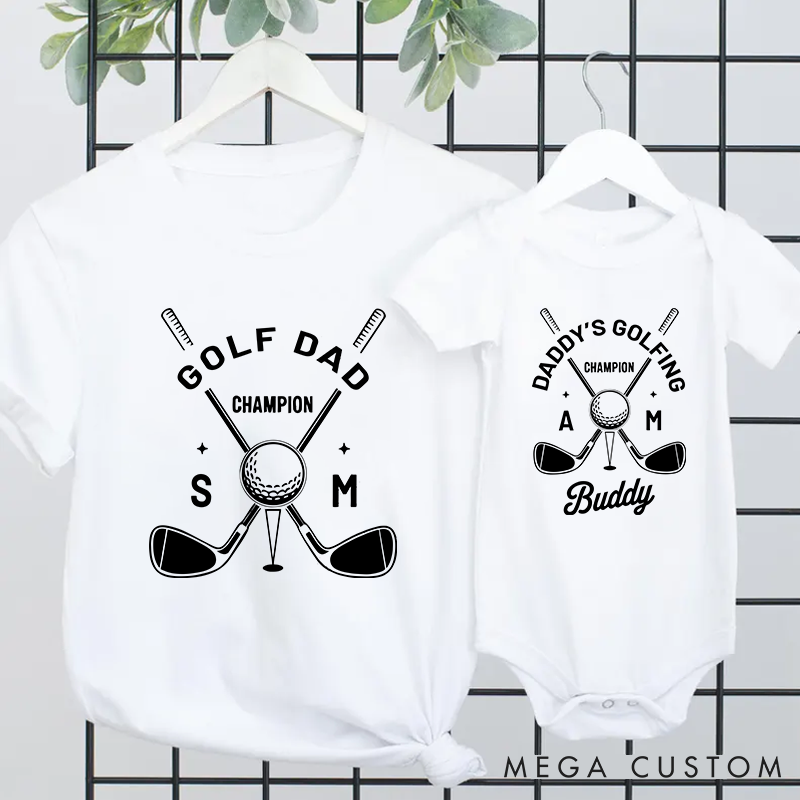 Personalized Golf Theme Gift for Champion Dad and Daddy's Golfing Buddy Matching Outfit