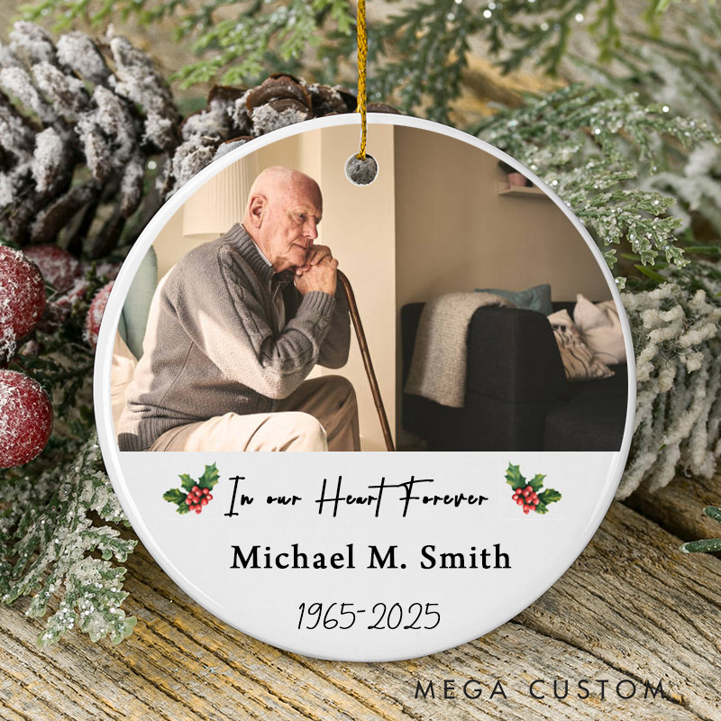 Personalized Photo Memorial Ornament In Our Hearts Forever Christmas Ornament Remembrance Ornament