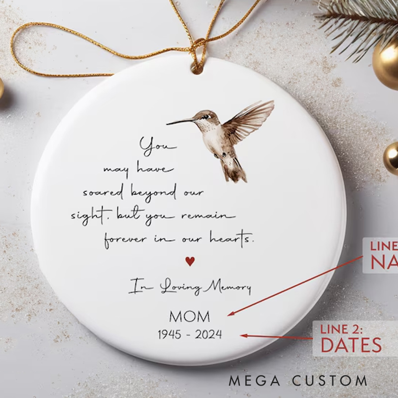 Personalized Memorial Ornament Custom Sympathy Gift for Family Loss Christmas Loved One Memory Hummingbird Ornament