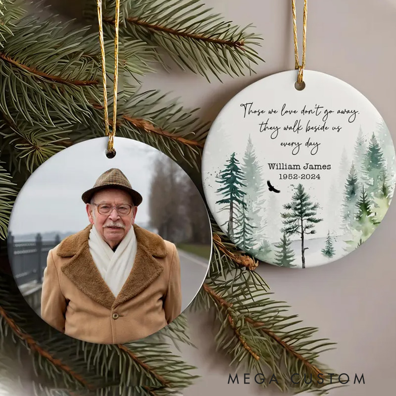Personalized Photo Memorial Ceramic Ornament Hawk Remembrance Ornament Loss of Dad Sympathy Gift Memorial Ornament for Loved One