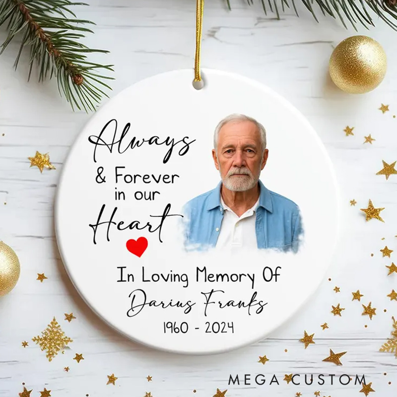 Personalized Photo Memorial Ornament Remembrance Ceramic Ornament for Loss of Loved One Ornament Funeral Ornaments
