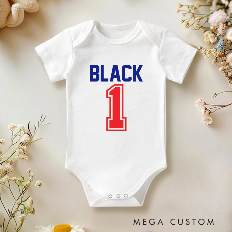Personalized Sport Bold Personalized Sports Jersey Number Baby Onesie