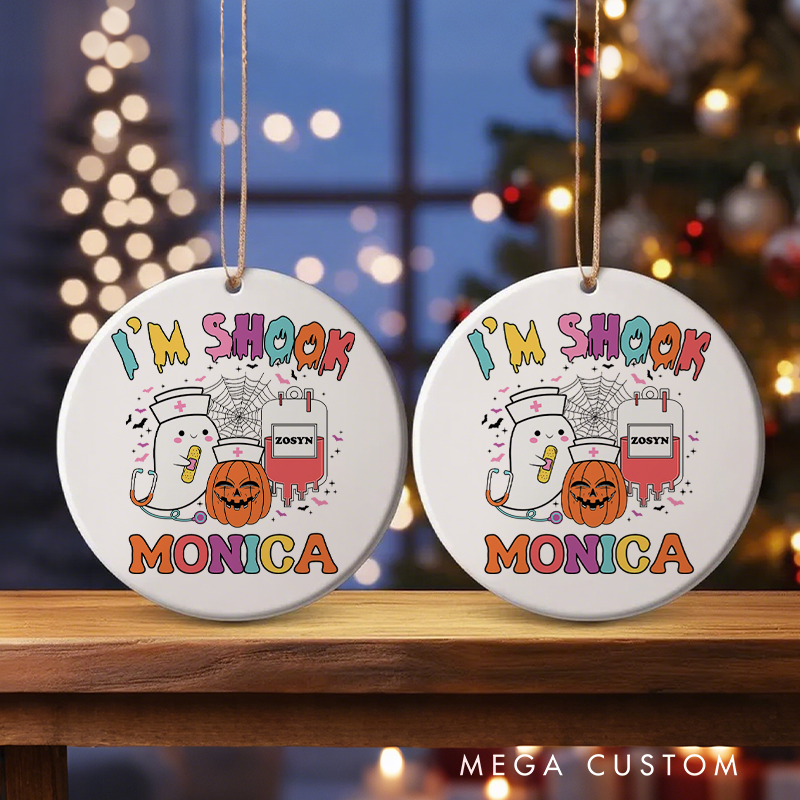 Personalized Nurse Halloween Ornament I'm Shook Design Ornament 