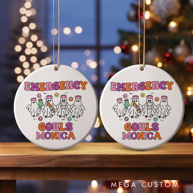 Personalized Nurse Halloween Ornament Emergency Ghouls Fun Medical Design Ornament 