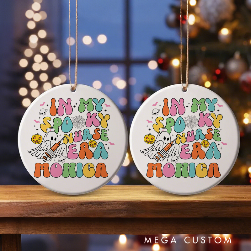 Personalized Nurse Halloween Ornament In My Spooky Nurse Era Design Ornament 
