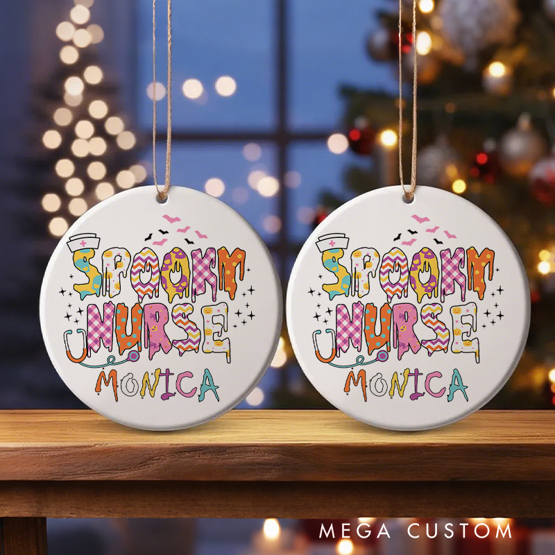 Personalized Nurse Halloween Ornament Spooky Nurse Design Ornament 
