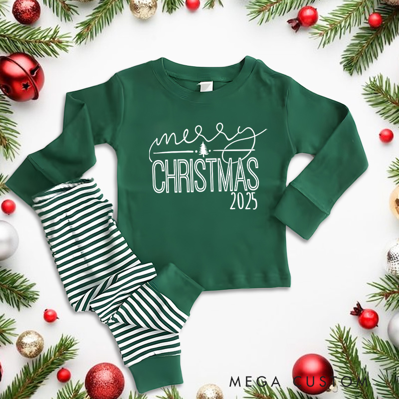 Personalized Merry Christmas Festive Tree Holiday Joy Christmas Pajamas 