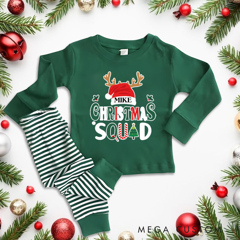 Personalized Christmas Squad Reindeer Hat Christmas Pajamas 