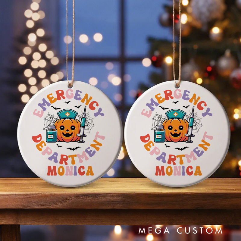 Personalized Nurse Halloween Ornament Emergency Department Design Ornament 