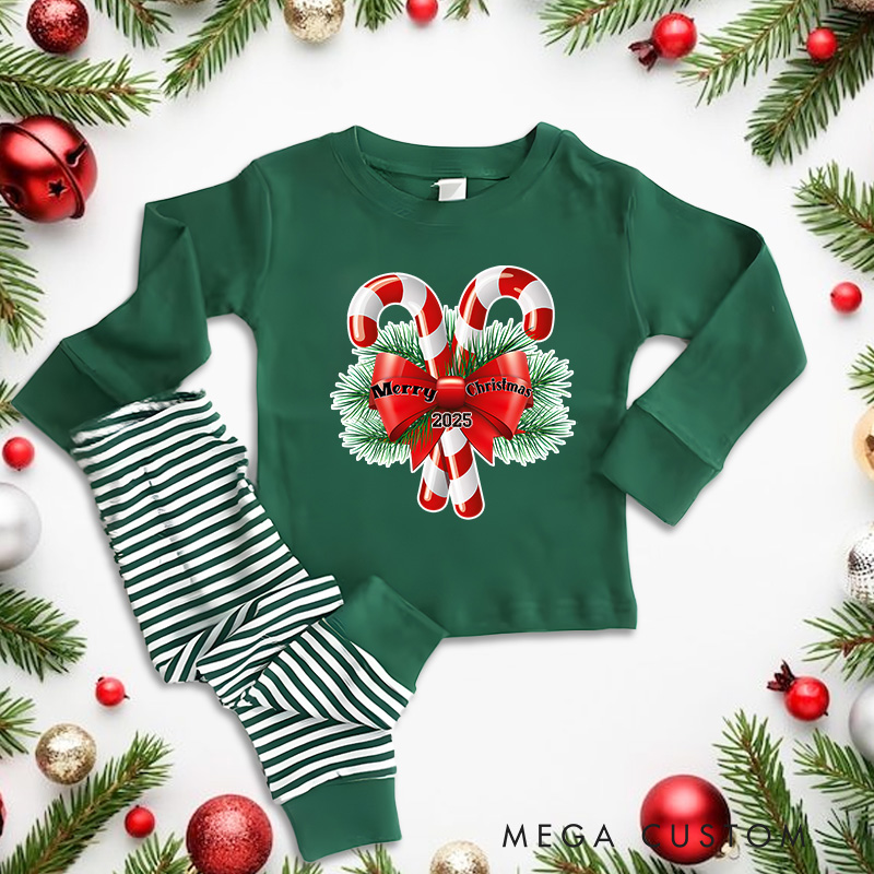 Personalized Cute Candy Cane Tang Christmas Pajamas