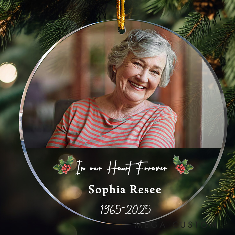 Personalized Memorial Ornament in Our Heart Forever Christmas Ornament Sympathy Gifts for Loss of Loved Ones