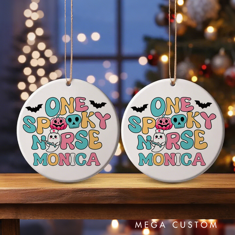 Personalized Nurse Halloween Ornament One Spooky Nurse Design Ornament 