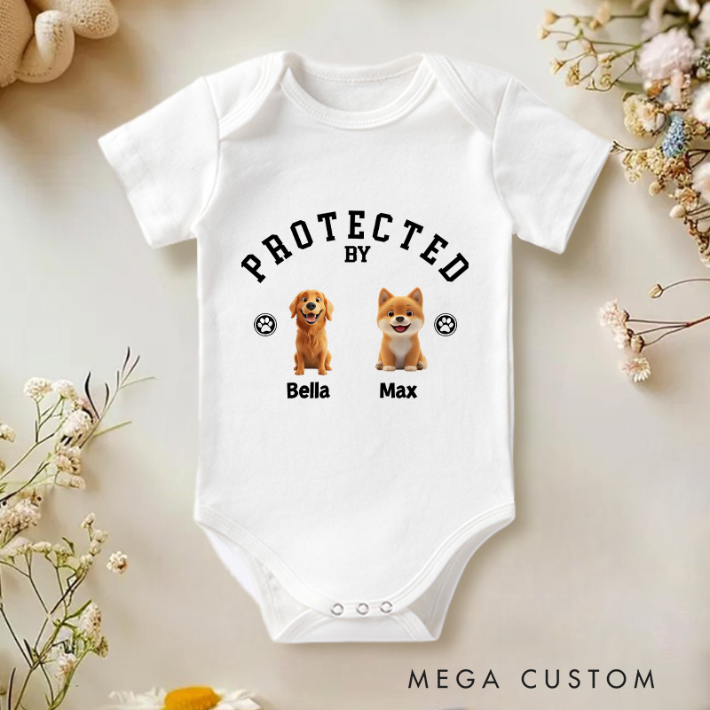 Personalized Playful Canine Guardianship with Adorable Dog Protectors Theme for Infants Baby Bodysuit