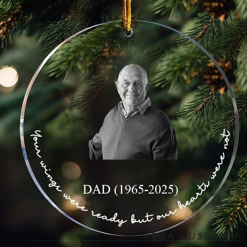 Personalized Memorial Acrylic Ornament Custom Photo Christmas Ornament Sympathy Gift for Loss of Father Condolence Remembrance Gift