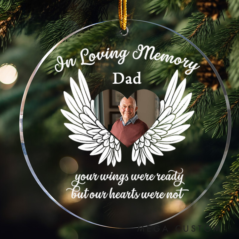 Personalized Photo Memorial Ornament Christmas Bauble In Loving Memory Ornament Angel Wings Keepsake 