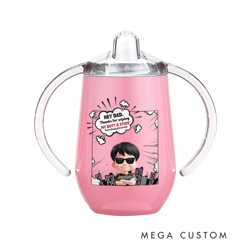 Personalized Quirky Dad Humor with Cool Sunglasses Character and Fun Illustration Sippy Cup