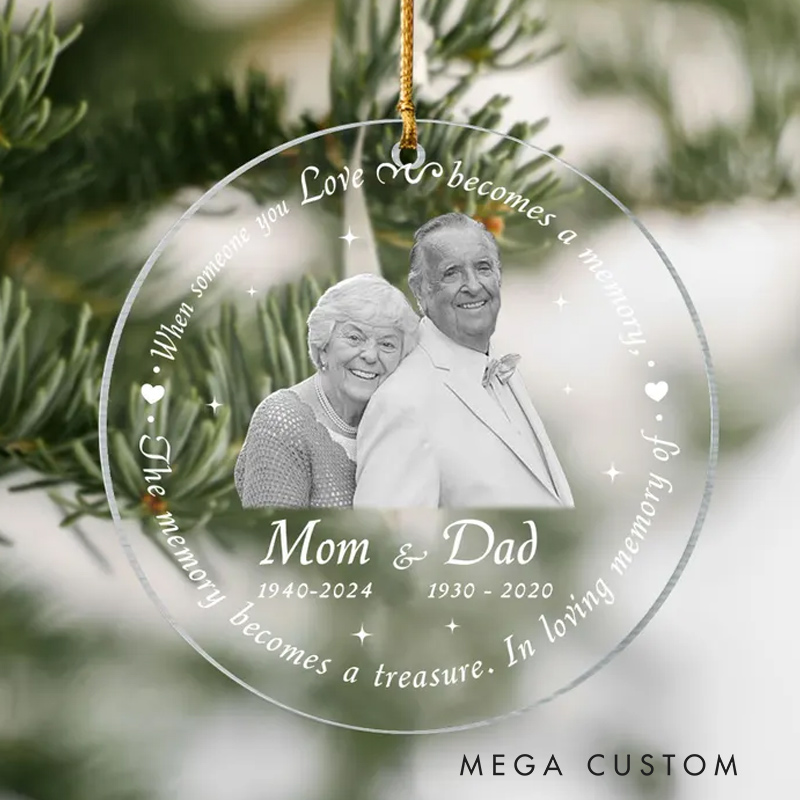 Personalized Memorial Photo Ornament In Loving Memory Ornament for Loss of Parents Christmas Keepsake Acrylic Ornament