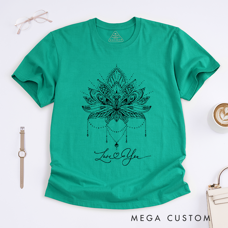 Personalized Custom Lotus Flower T-Shirt Comfort Colors Girly T-Shirt Trendy Tee Cute Meditation Gift T-Shirt Spiritual Yoga Shirt