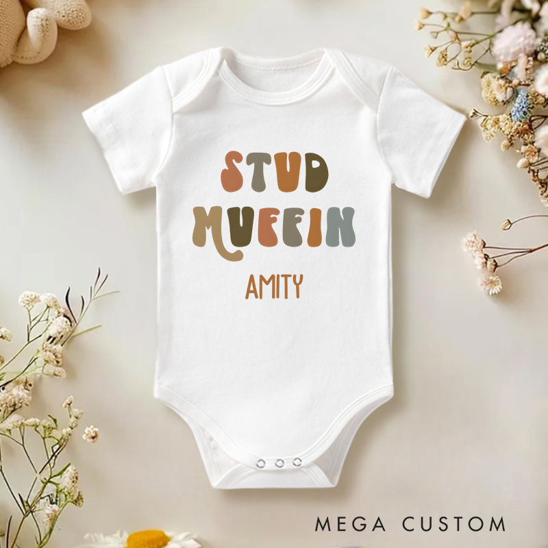 Personalized Stud Muffin Baby Onesie Baby Shower Gift