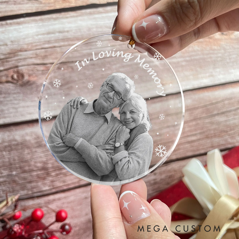 Personalized Memorial Photo Ornament Memorial In Loving Memory Forever In Our Hearts Christmas Ornament Custom Acrylic Ornament 