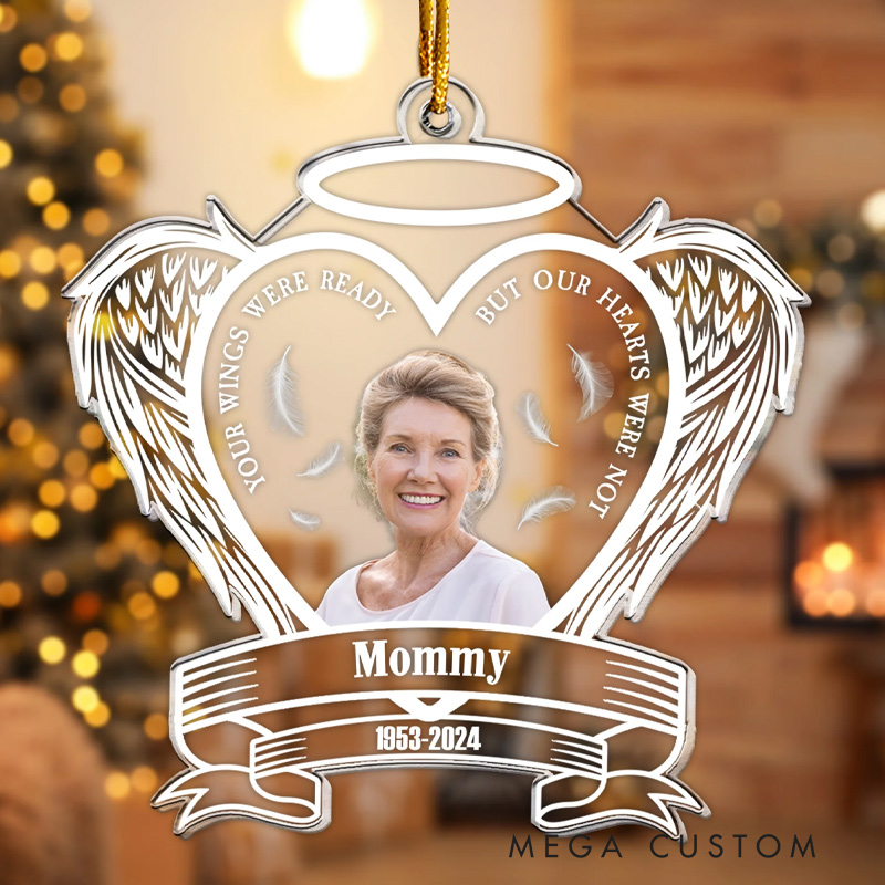 Personalized Memorial Photo Ornament Memorial With Wings Christmas Ornament Custom Acrylic Ornament