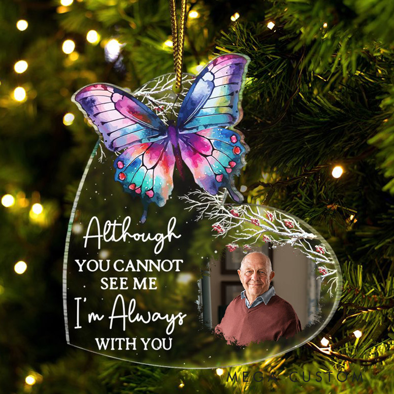 Personalized Photo Memorial Ornament Flying Bird Although You Cannot See Me Custom Acrylic Ornament