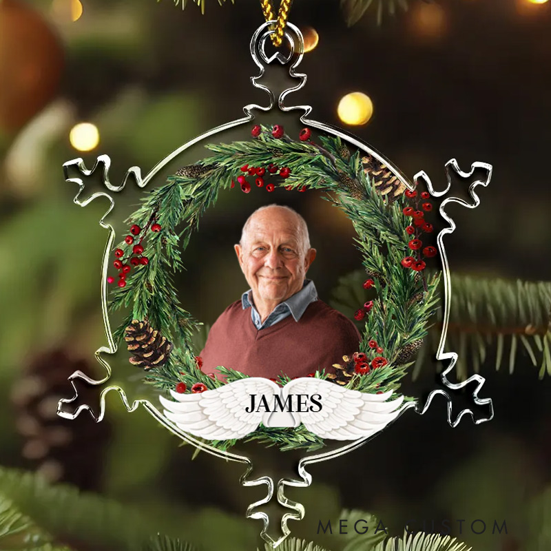 Personalized Memorial Photo Ornament You Always In My Heart Custom Snowflakes Shaped Acrylic Ornament
