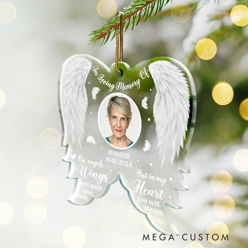 Personalized Memorial Photo Ornament On Angel Wings You Were Taken Away Custom Angel Wings Acrylic Ornament