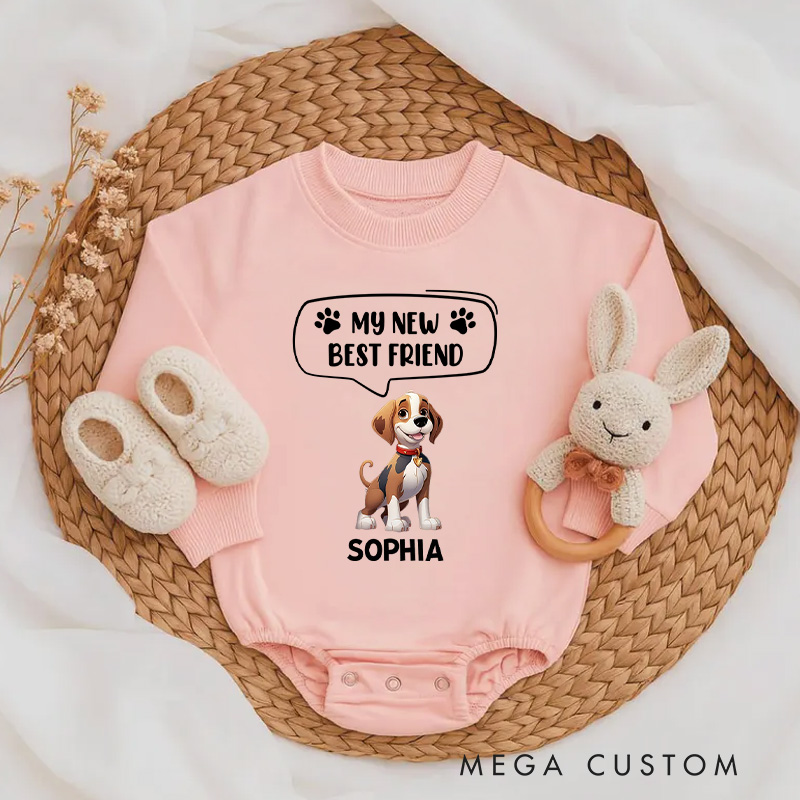 Personalized Our New Best Friend Baby Onesie Baby Shower Gift
